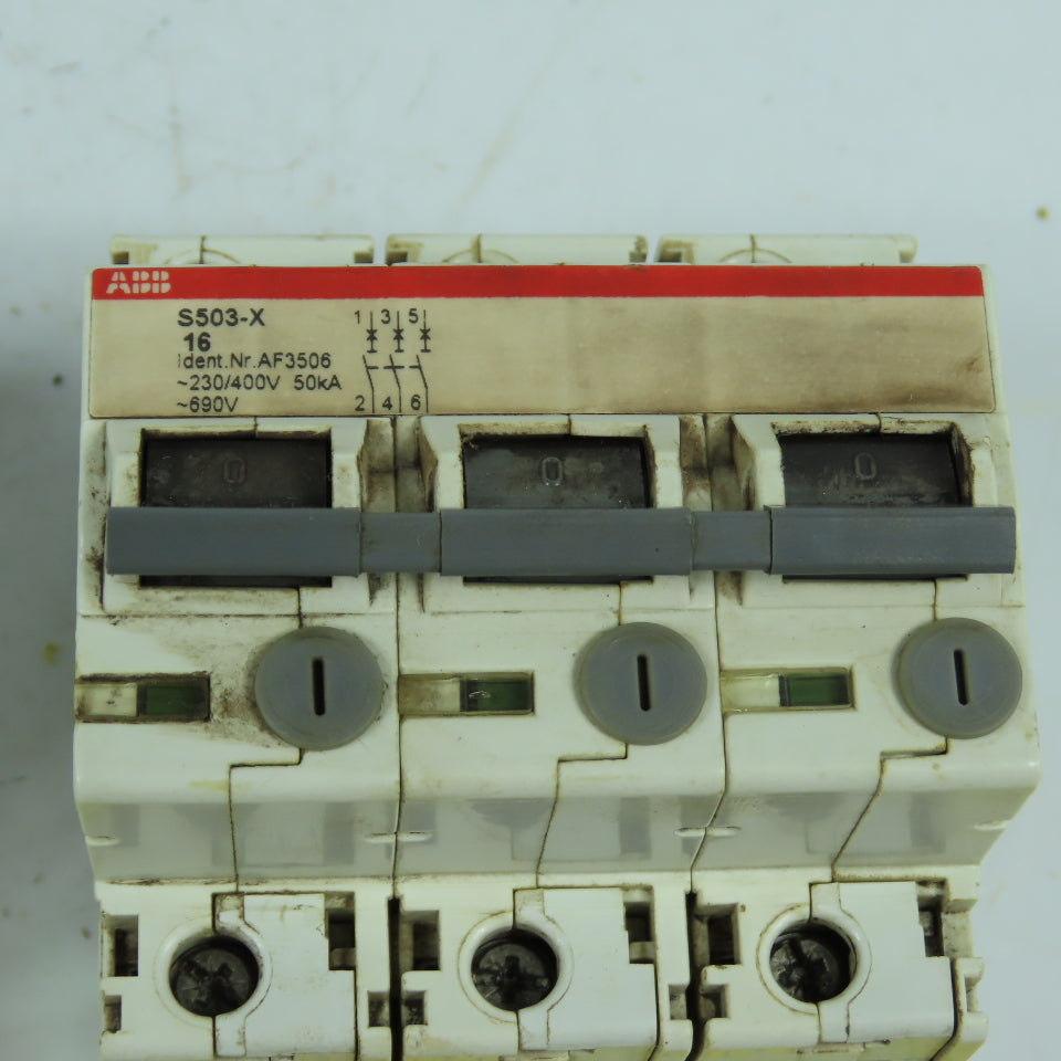 ABB S503-X 3-Pole Rail Mount Circuit Breaker 230/400VAC Lot Of 2