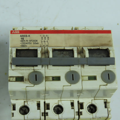 ABB S503-X 3-Pole Rail Mount Circuit Breaker 230/400VAC Lot Of 2