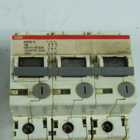 ABB S503-X 3-Pole Rail Mount Circuit Breaker 230/400VAC Lot Of 2