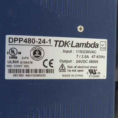 TDK Lambda DPP480-24-1 24V DC 480W Power Supply 115/230VAC 1PH 7/3.5A Input