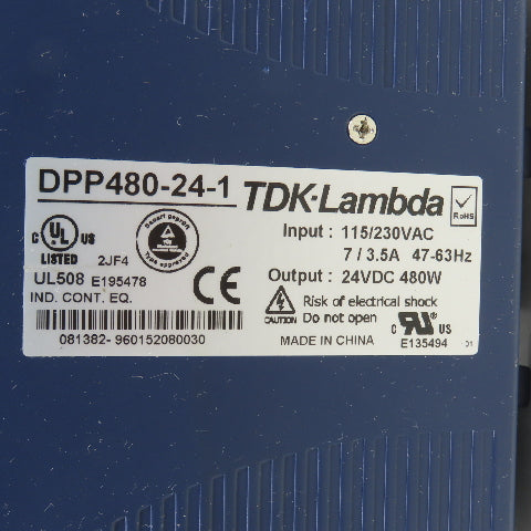 TDK Lambda DPP480-24-1 24V DC 480W Power Supply 115/230VAC 1PH 7/3.5A Input