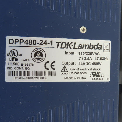 TDK Lambda DPP480-24-1 24V DC 480W Power Supply 115/230VAC 1PH 7/3.5A Input