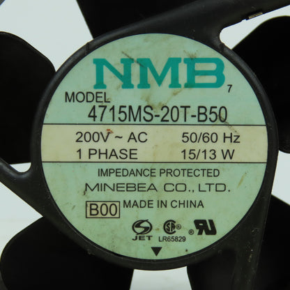 Minebea 4715MS-20T-B50 4-5/8" x 4-5/8" Single Phase Cooling Fan 200VAC 50/60HZ