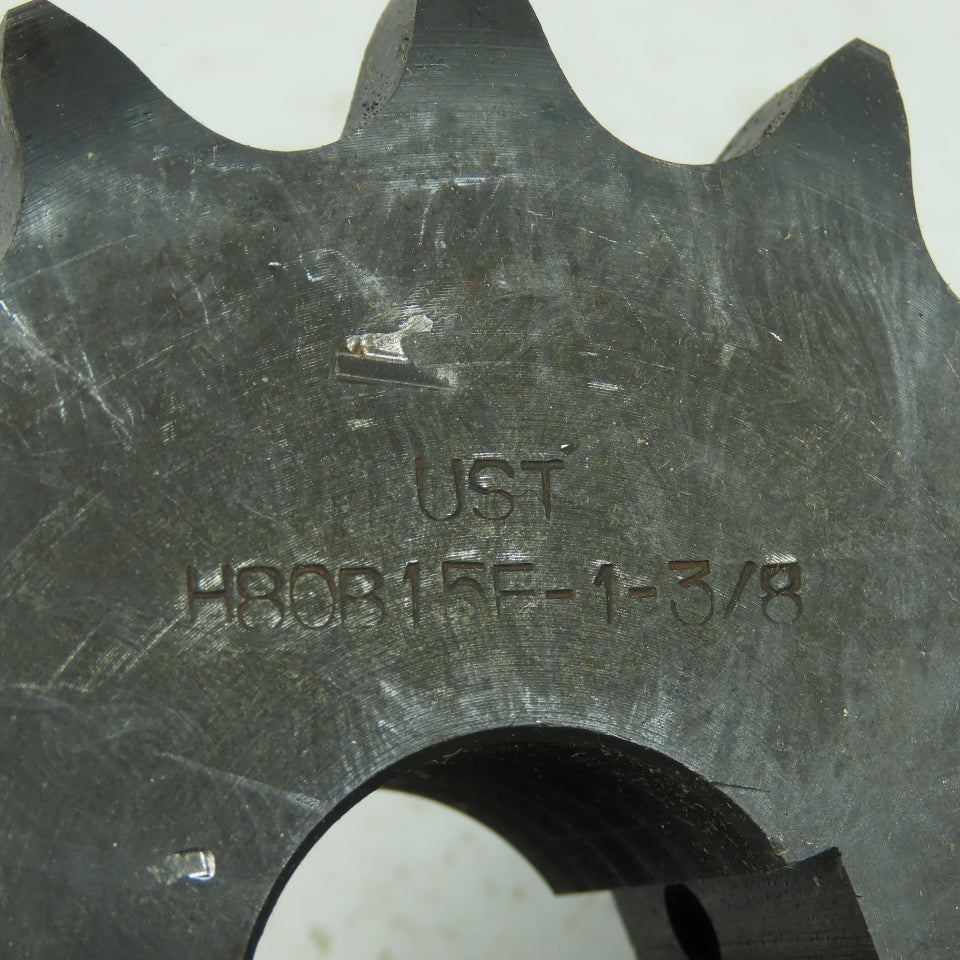 UST H80B15F-1-3/8 15 Tooth Roller Chain Sprocket 1-3/8" Bore 5.2" OD