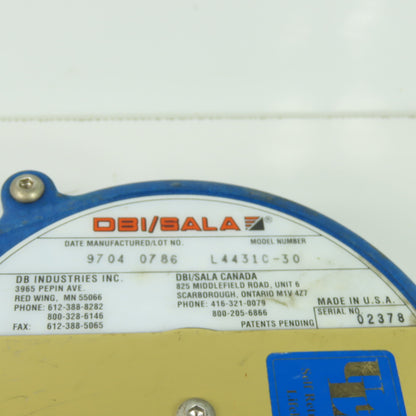 DBI Sala L4431C-30 Ultra-Lok Self Retracting Lifeline 310LB Capacity 30'