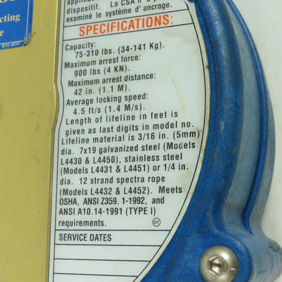 DBI Sala L4431C-30 Ultra-Lok Self Retracting Lifeline 310LB Capacity 30'