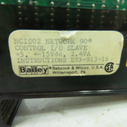 Bailey 6637087D1 NCIS02 Network 90 Control I/O Slave Module Card 15VDC 2.4VA