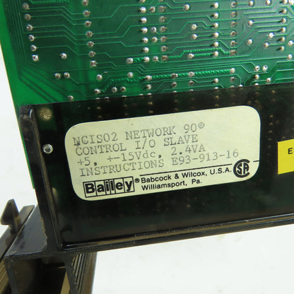 Bailey 6637087D1 NCIS02 Network 90 Control I/O Slave Module Card 15VDC 2.4VA