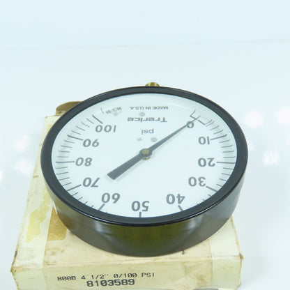 Trerice 9012-04 800B 4-1/2" Pressure Gauge 0-100PSI 1/4" NPT LM NEW USA