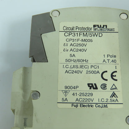 Fuji CP31FM/5WD 5A Single Pole Circuit Breaker Protector Lot Of 2