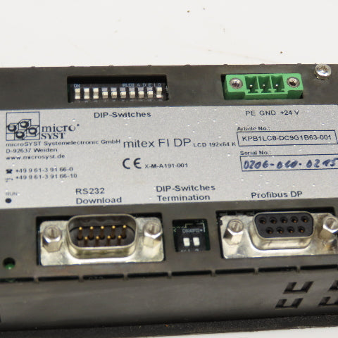 Micro Syst KPB1LC8-DC9G1B63-001 LCD Display 192x64 24V Missing Frame