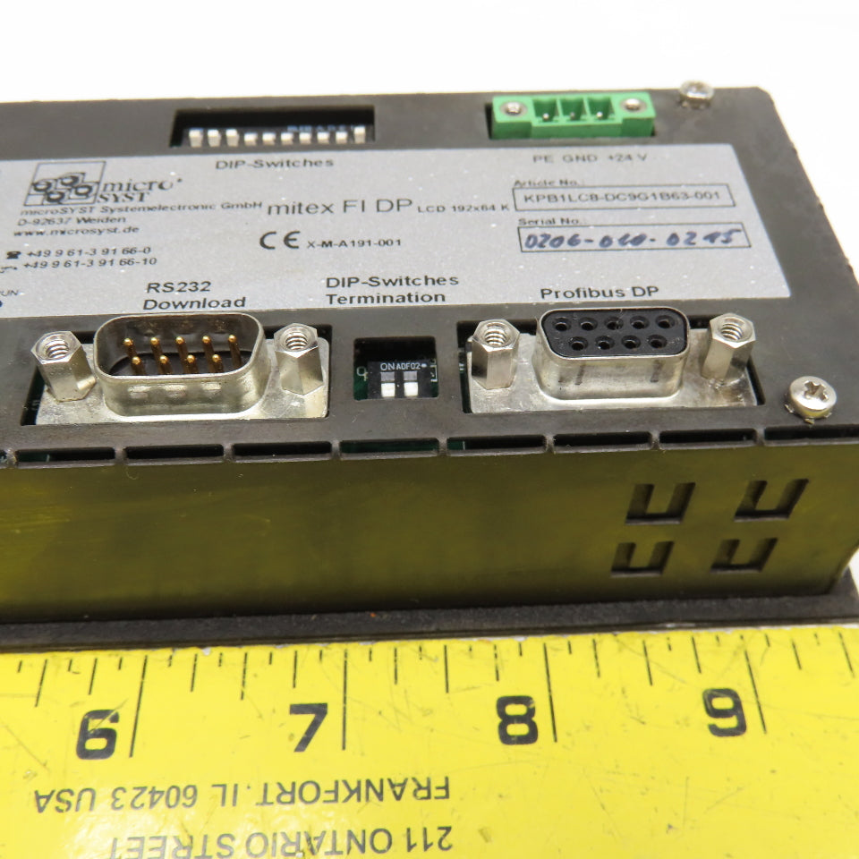 Micro Syst KPB1LC8-DC9G1B63-001 LCD Display 192x64 24V Missing Frame