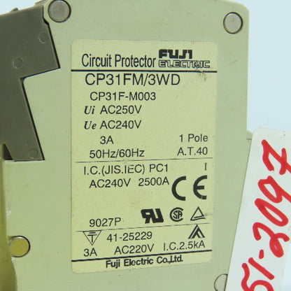 Fuji CP31FM/3WD 3A Single Pole Circuit Breaker Protector