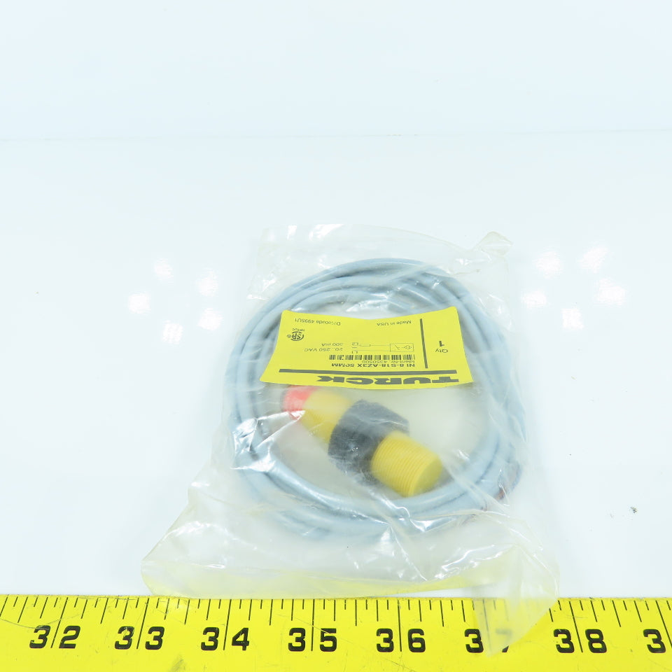 Turck NI 8-S18-AZ3X 50mm Threaded Barrel Inductive Sensor 20-250VAC NEW W/Lead