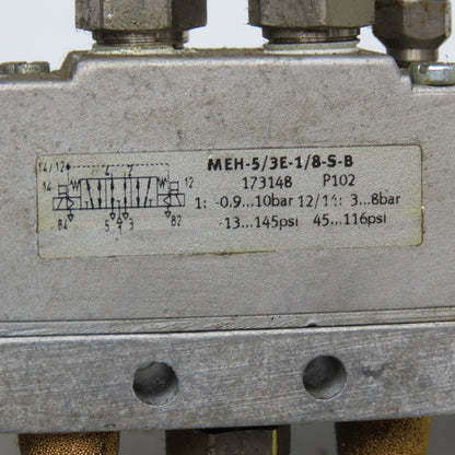 Festo MEH-5/3E-1/8-S-B 5/3 Position Pneumatic Valve Open Center 24VDC Coil