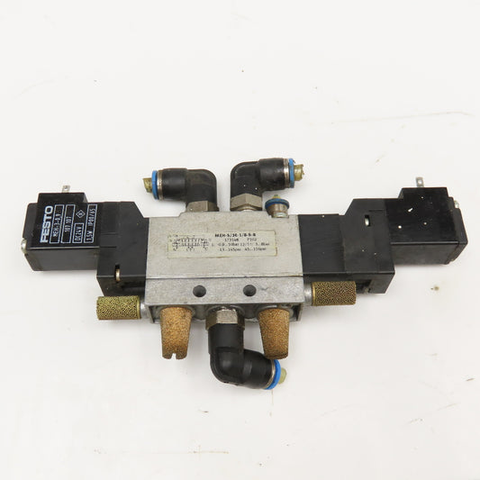 Festo MEH-5/3E-1/8-S-B 5/3 Position Pneumatic Valve Open Center 24VDC Coil