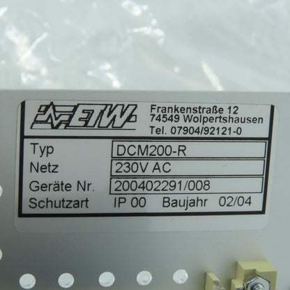ETW DCM200-R DC Regulator Control Module 230VAC NEW