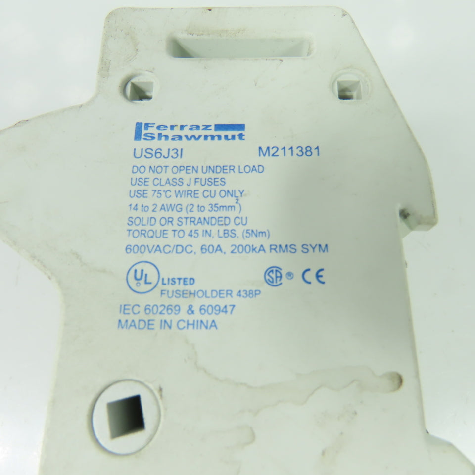 Ferraz Shawmut US6J3I M211381 Fuse Holder 600VAC/DC 60A 200kA
