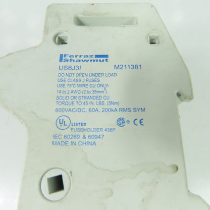 Ferraz Shawmut US6J3I M211381 Fuse Holder 600VAC/DC 60A 200kA