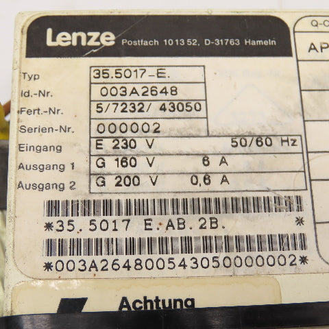 Lenze 35.5017-E 003A2648 DC Bus Module
