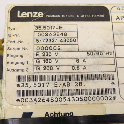 Lenze 35.5017-E 003A2648 DC Bus Module