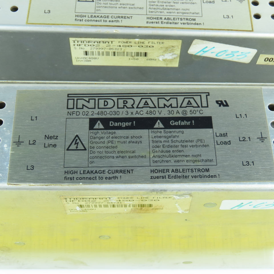 Indramat NFD 02.2-480-030 Power Line Filter 3PH 480V 30A Lot Of 2