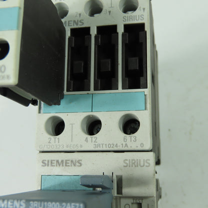 Siemens 3RT1024-1A Contactor 600VAC 40A 110V Coil W/ RU1126-1CB0 2.5A Relay