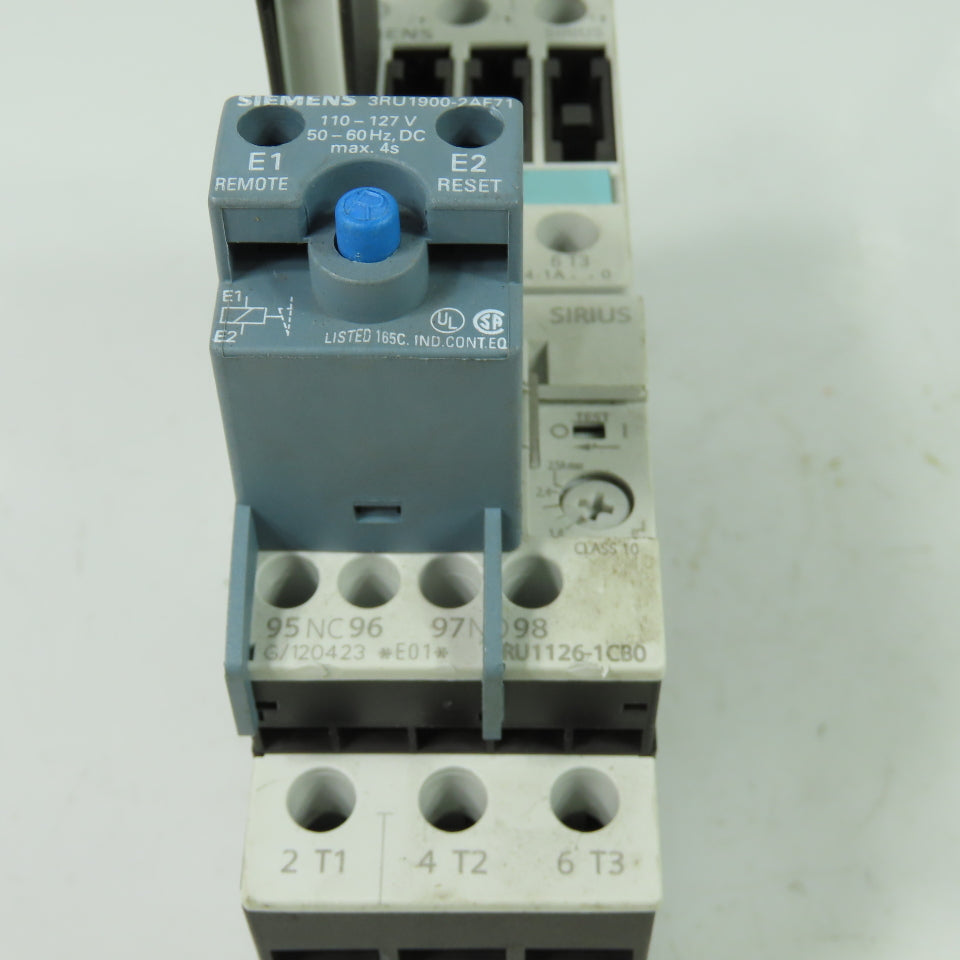 Siemens 3RT1024-1A Contactor 600VAC 40A 110V Coil W/ RU1126-1CB0 2.5A Relay