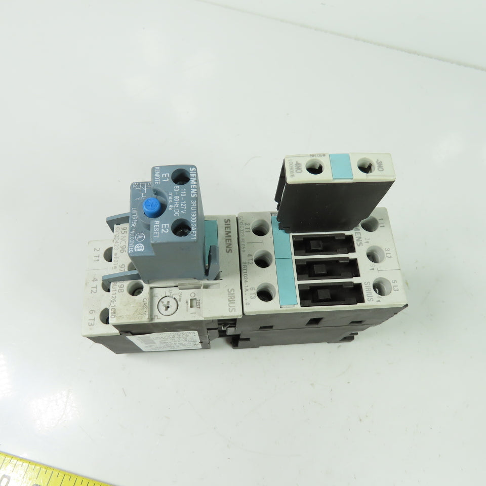 Siemens 3RT1024-1A Contactor 600VAC 40A 110V Coil W/ RU1126-1CB0 2.5A Relay
