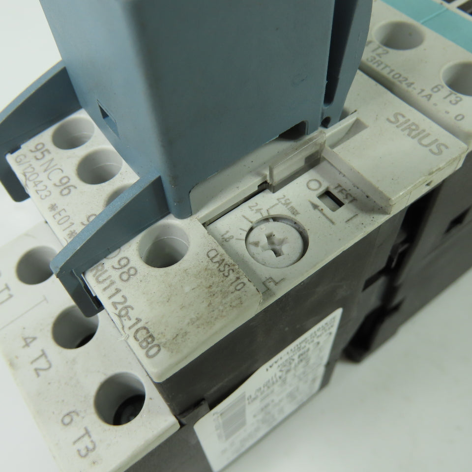 Siemens 3RT1024-1A Contactor 600VAC 40A 110V Coil W/ RU1126-1CB0 2.5A Relay