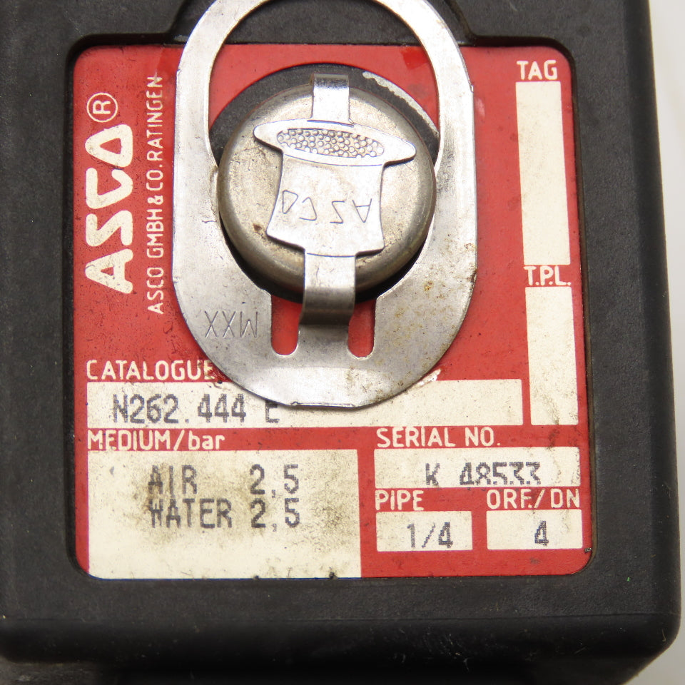 Asco N262.444 E Solenoid Operated Valve 2 Way 1/4" NPT 24VDC