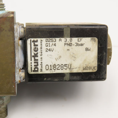 Burkert 0253 A 3.0 EF 1/4" NPT 24VDC Solenoid Valve 2 Way