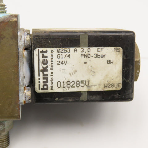 Burkert 0253 A 3.0 EF 1/4" NPT 24VDC Solenoid Valve 2 Way