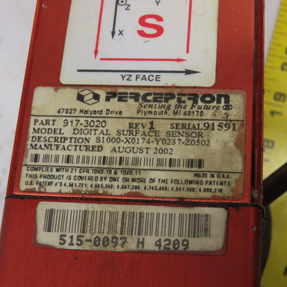 Perceptron 917-3020 Digital Surface Sensor Rev 1 W/ 515-0095 LED Flood Light