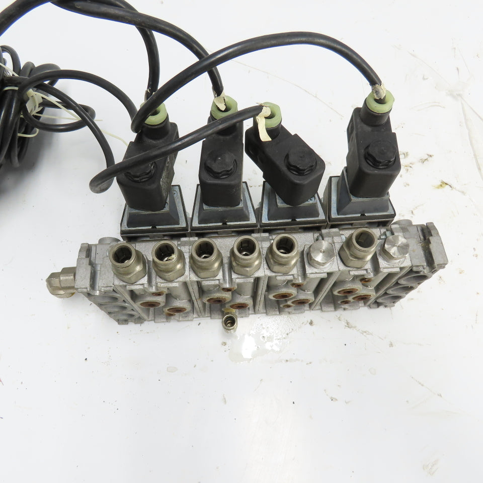 Norgren SXE9574-A71-00 4 Pneumatic Solenoid Valve Manifold Bank 10Bar 24VDC Coil