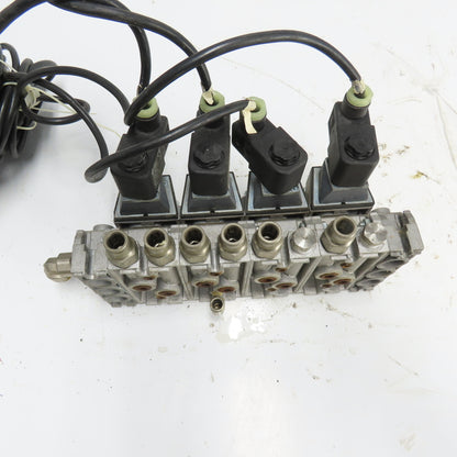 Norgren SXE9574-A71-00 4 Pneumatic Solenoid Valve Manifold Bank 10Bar 24VDC Coil