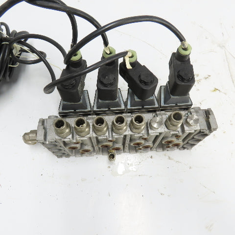 Norgren SXE9574-A71-00 4 Pneumatic Solenoid Valve Manifold Bank 10Bar 24VDC Coil