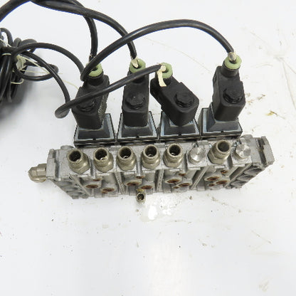 Norgren SXE9574-A71-00 4 Pneumatic Solenoid Valve Manifold Bank 10Bar 24VDC Coil