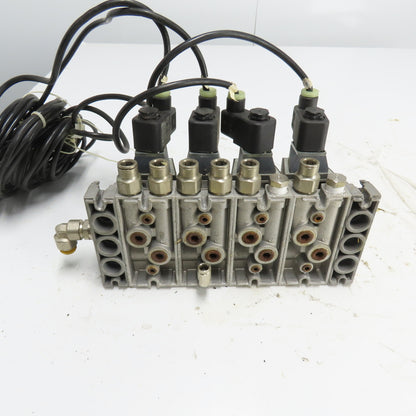 Norgren SXE9574-A71-00 4 Pneumatic Solenoid Valve Manifold Bank 10Bar 24VDC Coil