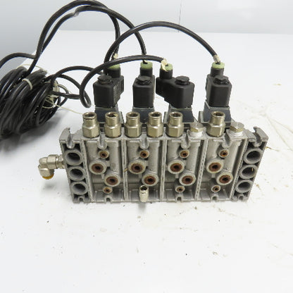 Norgren SXE9574-A71-00 4 Pneumatic Solenoid Valve Manifold Bank 10Bar 24VDC Coil