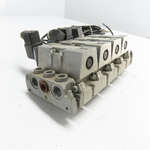Norgren SXE9574-A71-00 4 Pneumatic Solenoid Valve Manifold Bank 10Bar 24VDC Coil