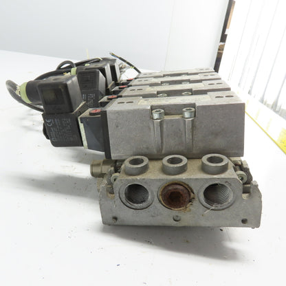 Norgren SXE9574-A71-00 4 Pneumatic Solenoid Valve Manifold Bank 10Bar 24VDC Coil