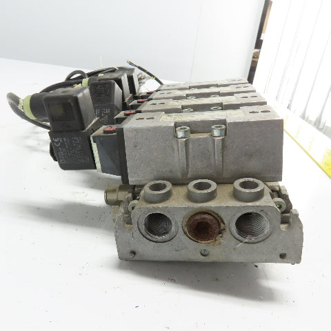 Norgren SXE9574-A71-00 4 Pneumatic Solenoid Valve Manifold Bank 10Bar 24VDC Coil