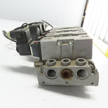 Norgren SXE9574-A71-00 4 Pneumatic Solenoid Valve Manifold Bank 10Bar 24VDC Coil