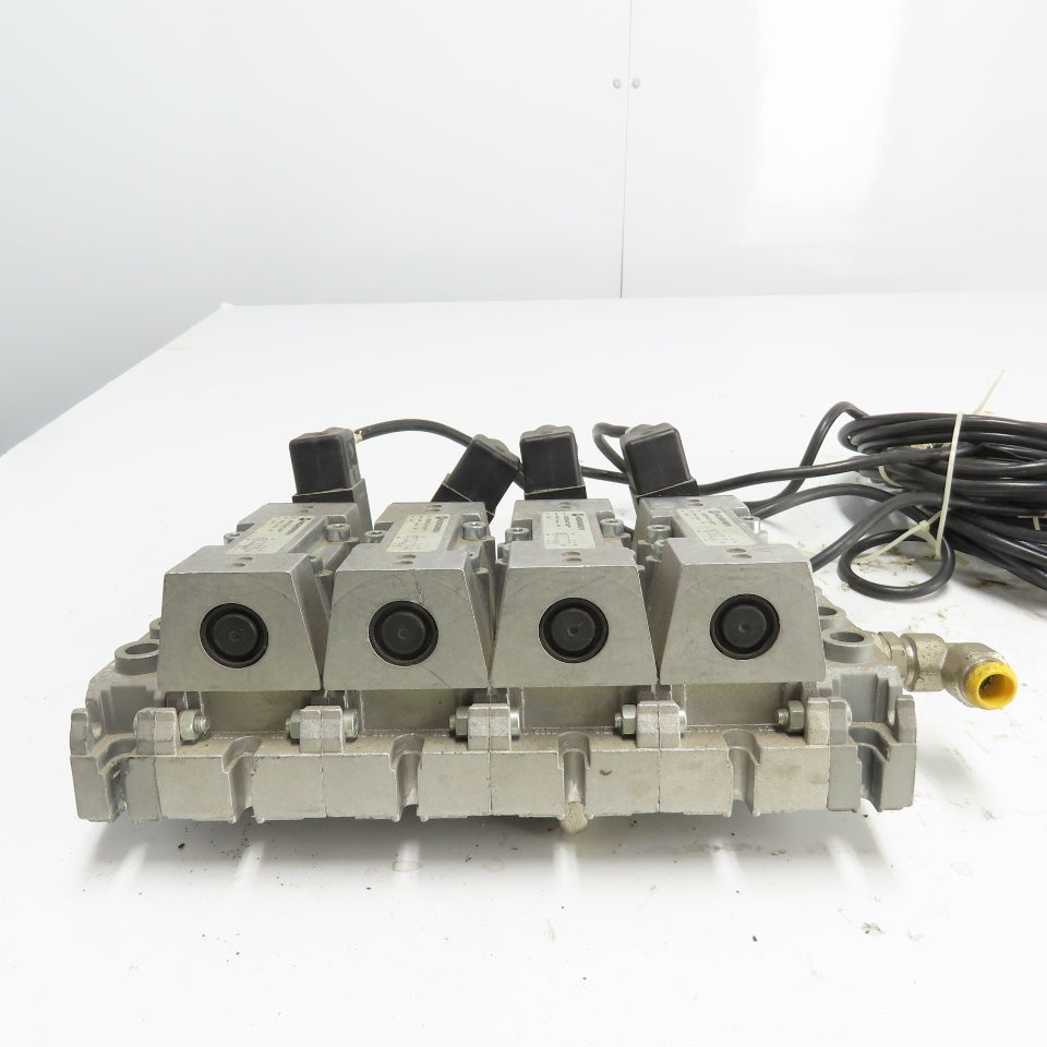 Norgren SXE9574-A71-00 4 Pneumatic Solenoid Valve Manifold Bank 10Bar 24VDC Coil