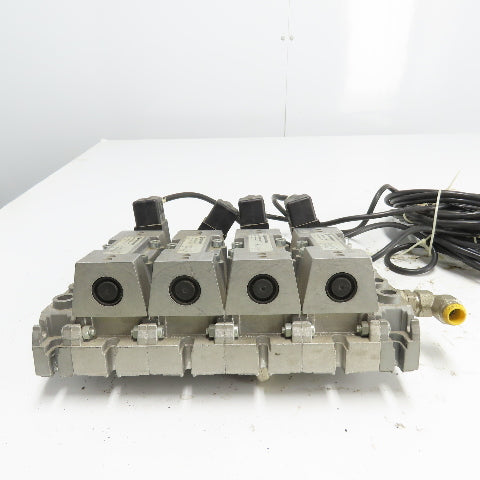 Norgren SXE9574-A71-00 4 Pneumatic Solenoid Valve Manifold Bank 10Bar 24VDC Coil