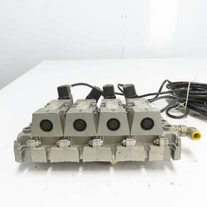Norgren SXE9574-A71-00 4 Pneumatic Solenoid Valve Manifold Bank 10Bar 24VDC Coil