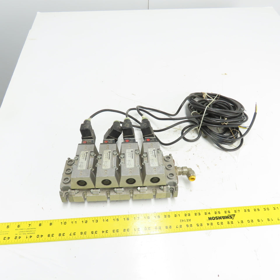 Norgren SXE9574-A71-00 4 Pneumatic Solenoid Valve Manifold Bank 10Bar 24VDC Coil