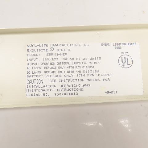 Dual-Lite ESRWW-WEP Self Contained Emergency Exit Light Power Pack 120/277VAC