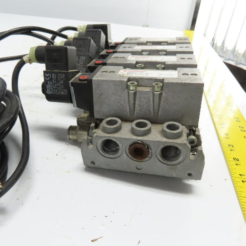 Norgren SXE9574-A71-00 4 Pneumatic Solenoid Valve Manifold Bank 10Bar 24VDC Coil